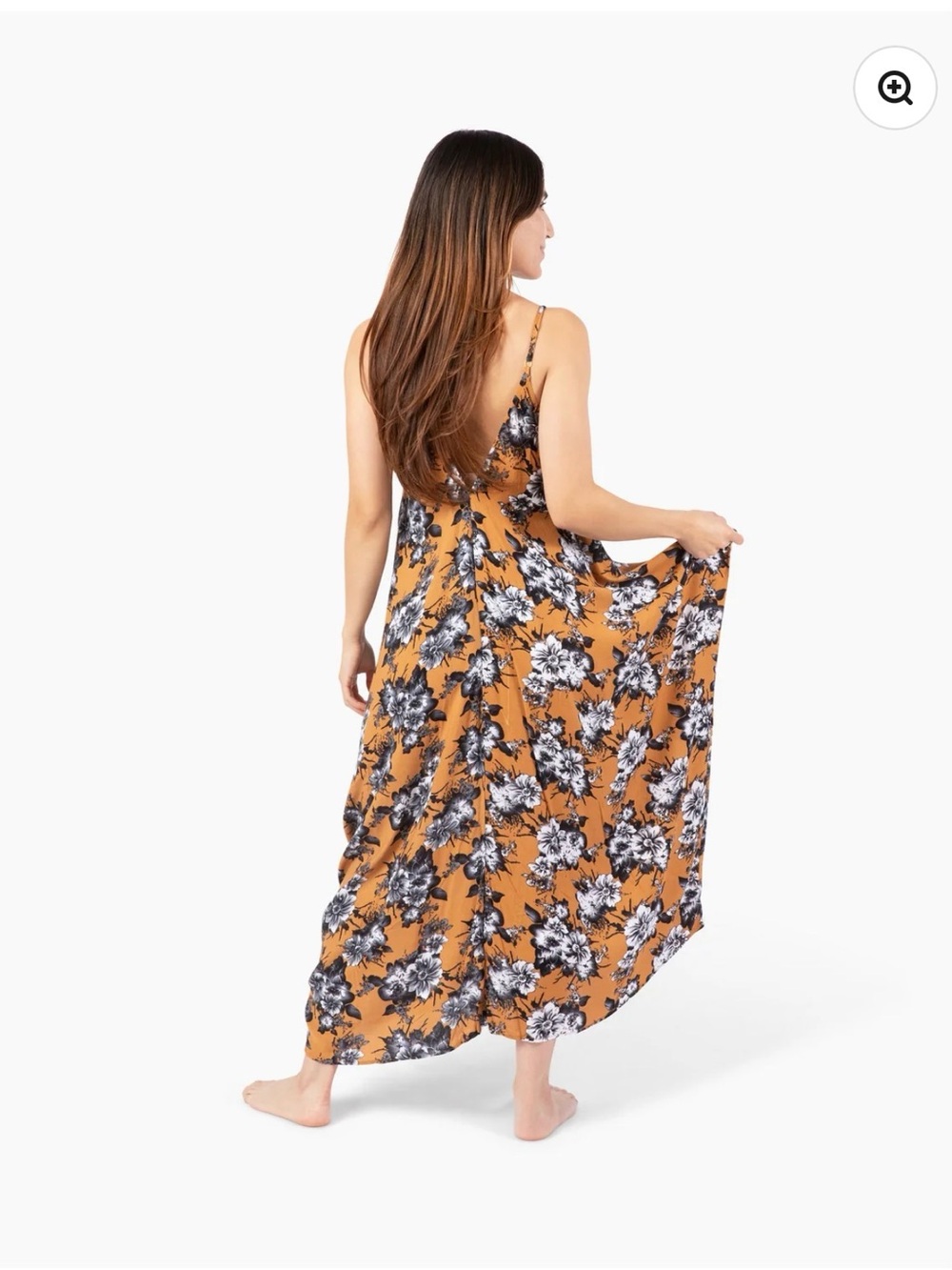 Bohemian Floral V-Neck Maxi Dress in Mustard - Picture 1 of 3